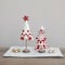 Hello Honey® 17" Red & White Handmade Wool Felt Christmas Tree with Applique, Embroidery & Wood Slice Base